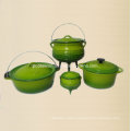 4PCS Cast Iron Cookware Set in Green Color